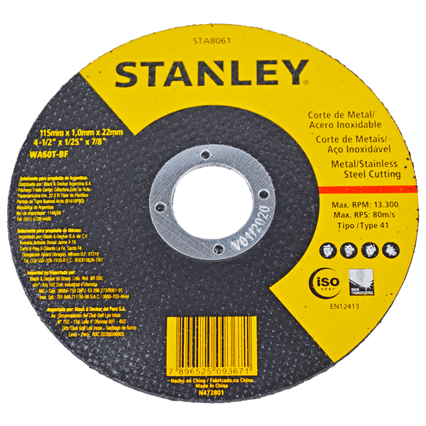 Disco Corte Para Inox 04 1 2 X 1 0mm X 7 8 10 Pcs Stanley Apiguana 