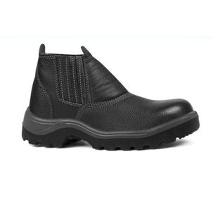 Bota Bracol de Couro Vaqueta Bico Aço Sem Cadarço C/C Preta Nº39 CA25687