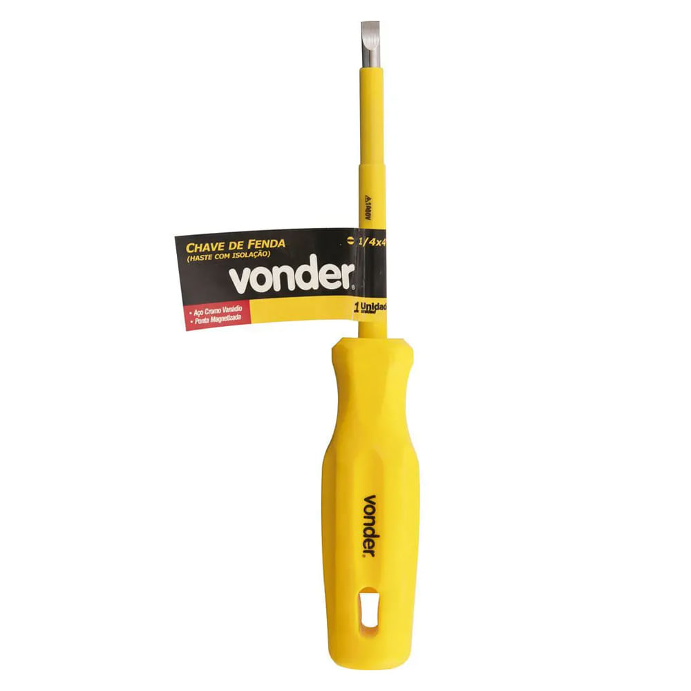 Chave de Fenda 012 - 3/16"X06" 06X100 Isolada 1000V CRV VONDER