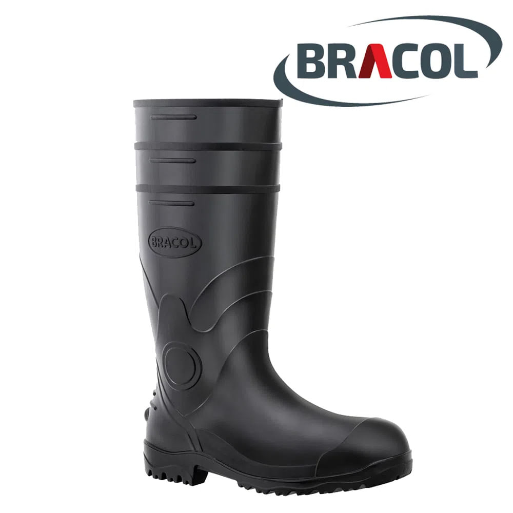 Bota de PVC cano Médio N41 sem Forro Preto CA37456 Bracol