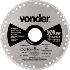 Disco De Corte Diamantado Contínuo Para Metais 115 mm Vonder