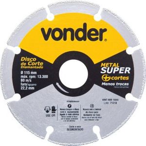 Disco De Corte Diamantado Segmentado Para Metais 115 mm Vonder