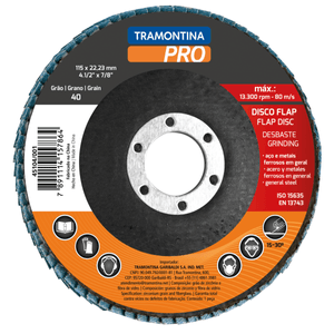 Disco Flap Tramontina 4.1/2" Grão 80