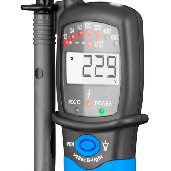 EMOS M0003B Tester Di Tensione Analogico CAT III - 6V-400V AC/DC Con Indicatore Di Polarità, Blu, CE - 3