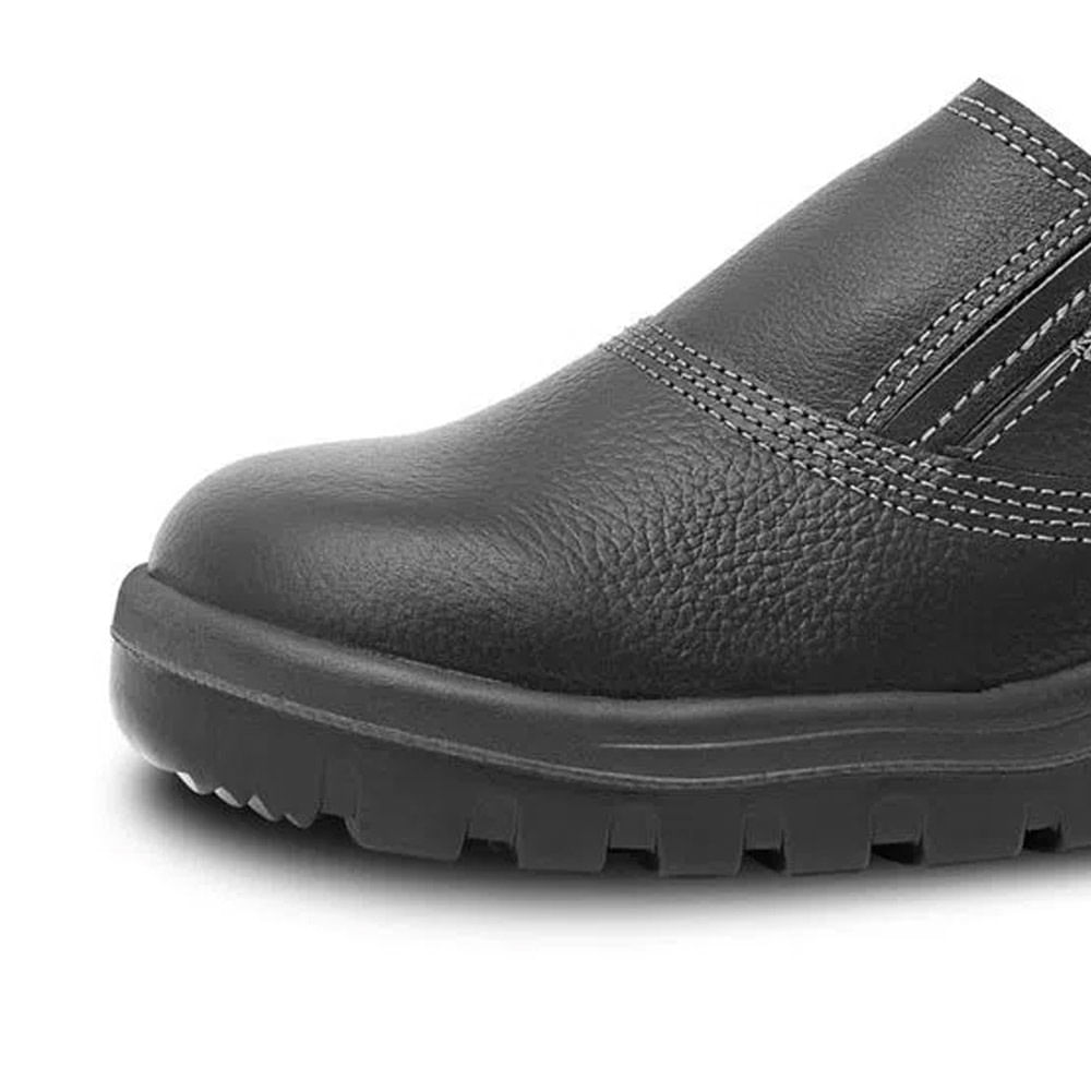 Sapato Couro Bico Plástico sem Cadarço Nº37 Elástico Bracol Apiguana