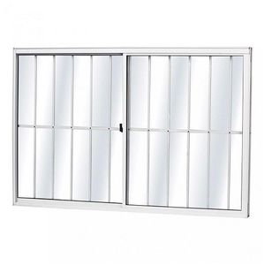 Janela de Alumínio Branco 2 Folhas Vidro Liso 120x100cm (LxA) Com Grade Quality