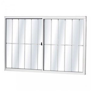 Janela de Alumínio Natural 2 Folhas Vidro Liso 120x100cm (LxA) Com Grade Quality