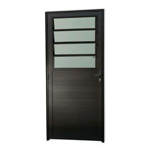 Porta de Alumínio Preto Postigo Vidro Canelado 80x210cm (LxA) Lado Direito Quality