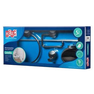 Conjunto Para Banheiro 5 Peças Preto Lavello HERC 4092