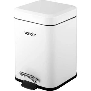 Lixeira Vonder 3L Inox Retangular Com Pedal Branco
