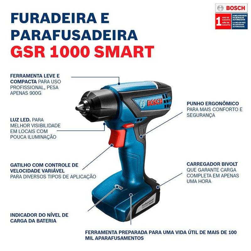 Parafusadeira-Furadeira-Bteria-Bosch-GSR-1000-Smart-12V