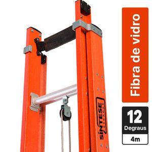 Escada Extensível 12 Degraus Síntese Tipo D Fibra de Vidro 4 Metros