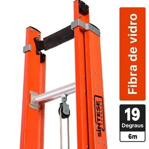 Escada Extensível 19 Degraus Síntese Tipo D Fibra de Vidro 3.6 x 6.0 Metros