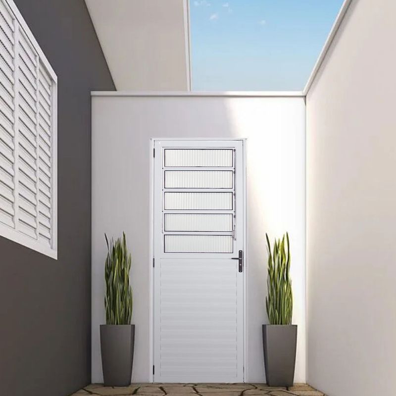 Porta-de-Aluminio-Branco-Basculante-Vidro-Liso-210x80cm-Lado-Direito-Quality
